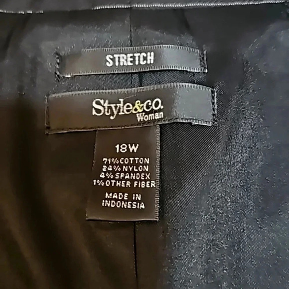 Style&co womens jacket 18W pinstripe black utility Double Breast Business Office - Picture 3 of 14